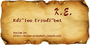 Köles Erzsébet névjegykártya